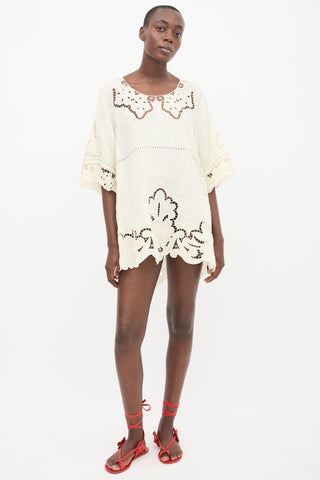 Vita Kin Cream Linen & Lace Dress