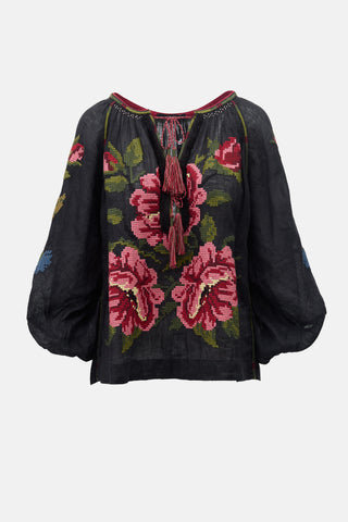 Vita Kin Linen Embroidered Tunic Top