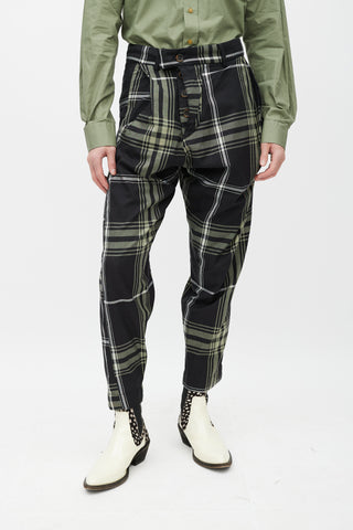 Vivenne Westwood Black & Green Plaid Pant