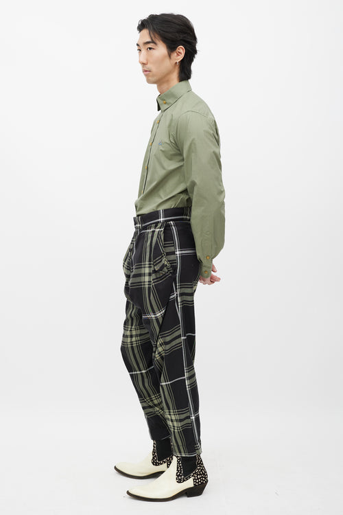 Vivenne Westwood Black & Green Plaid Pant