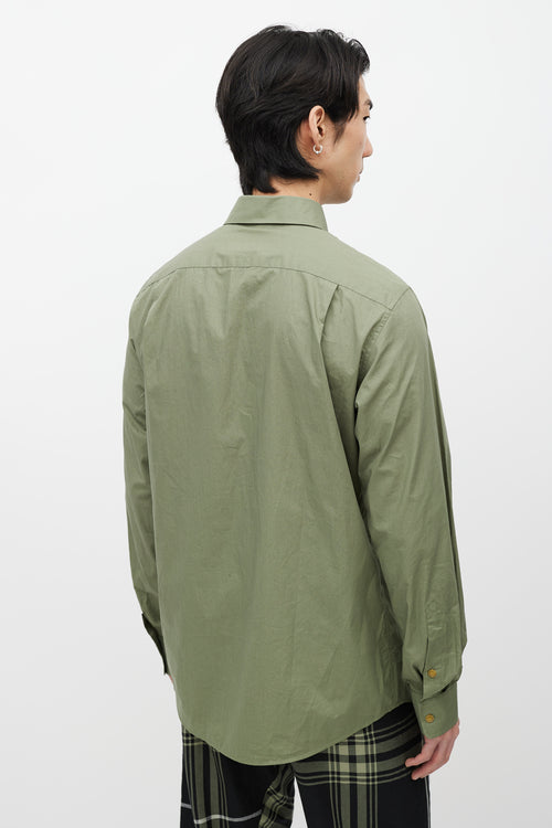 Vivienne Westwood Green Cotton Button Up Logo Shirt