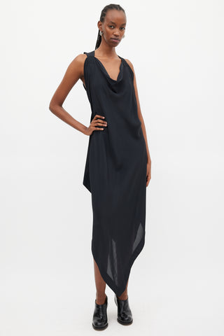 Vivienne Westwood Anglomania Black Satin Drape Dress