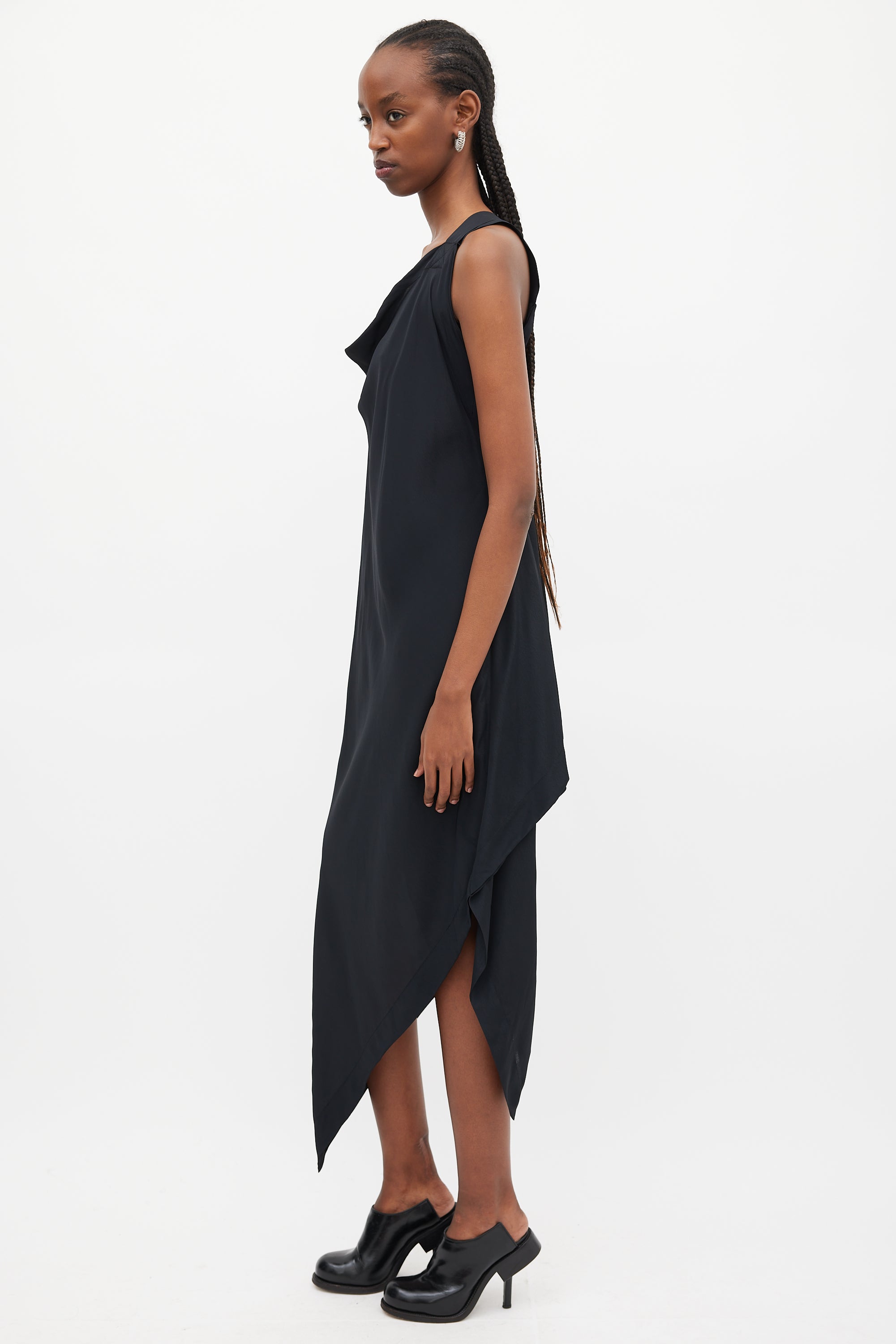 Vivienne Westwood // Anglomania Black Satin Drape Dress VSP Consignment Vivienne Westwood // Anglomania Black Satin Drape Dress VSP Consignment