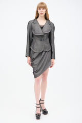 Vivienne Westwood Anglomania Grey & Black Asymmetrical Gallop Skirt Suit