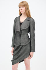 Vivienne Westwood Anglomania Grey & Black Asymmetrical Gallop Skirt Suit
