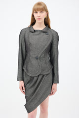 Vivienne Westwood Anglomania Grey & Black Asymmetrical Gallop Skirt Suit