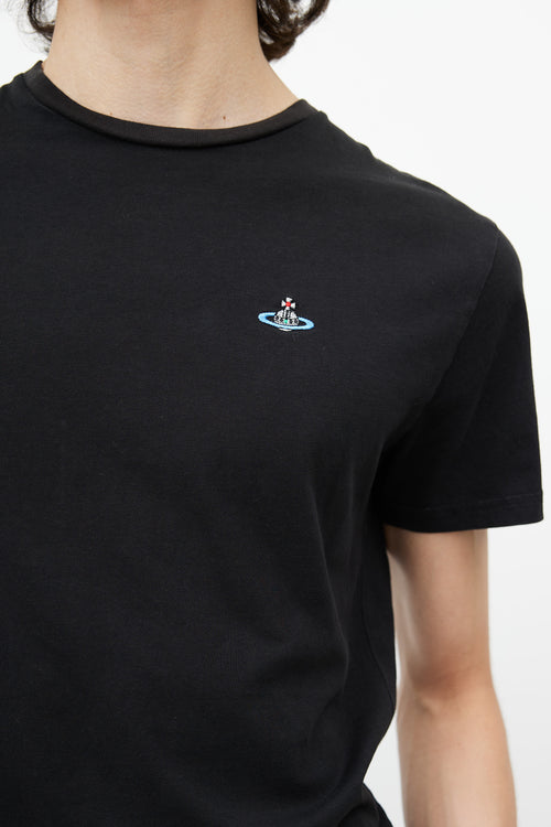 Vivienne Westwood Black & Multicolour Embroidered Logo T-Shirt