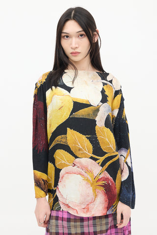 Vivienne Westwood Black & Multicolour Wool Floral Cold Shoulder Top