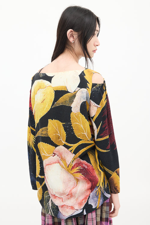Vivienne Westwood Black & Multicolour Wool Floral Cold Shoulder Top