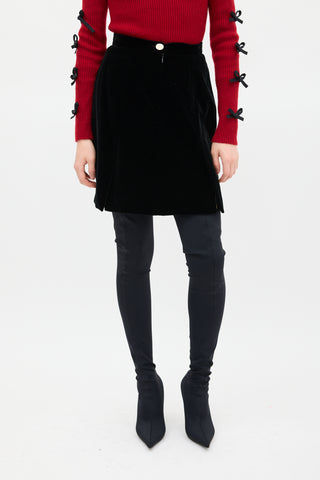 Vivienne Westwood Black Velour Midi Skirt