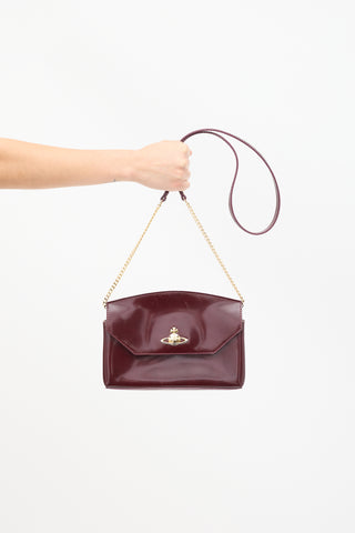 Vivienne Westwood Burgundy Patent Chain Flap Clutch
