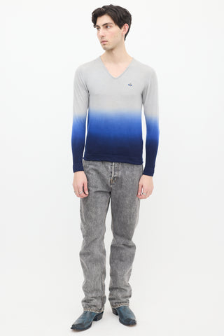 Vivienne Westwood MAN Blue Wool & Cashmere Gradient Sweater