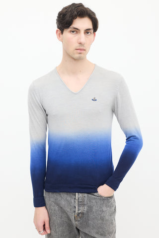 Vivienne Westwood MAN Blue Wool & Cashmere Gradient Sweater