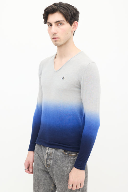 Vivienne Westwood MAN Blue Wool & Cashmere Gradient Sweater