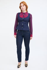 Vivienne Westwood Navy Wool Orb Buttoned Vest
