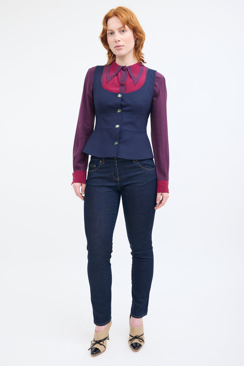 Vivienne Westwood Navy Wool Orb Buttoned Vest