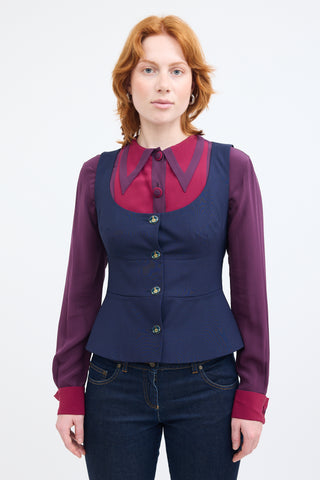 Vivienne Westwood Navy Wool Orb Buttoned Vest