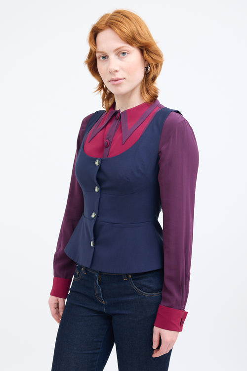 Vivienne Westwood Navy Wool Orb Buttoned Vest