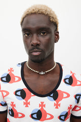 Vivienne Westwood Cream & Silver Pearl Crystal Orb Necklace