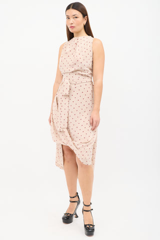 Vivienne Westwood Pink & Red Silk Asymmetrical Belted Dress