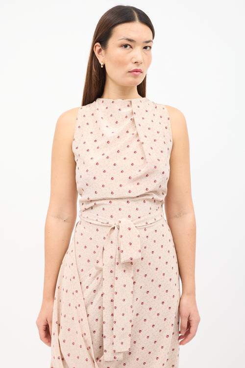 Vivienne Westwood Pink & Red Silk Asymmetrical Belted Dress