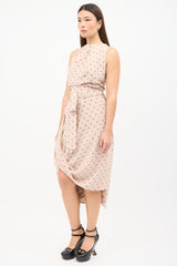 Vivienne Westwood Pink & Red Silk Asymmetrical Belted Dress
