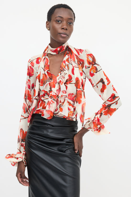 Vivienne Westwood Silk Chiffon Floral Blouse