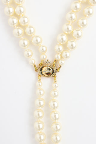 Vivienne Westwood Three Row Pearl Drop Choker Necklace