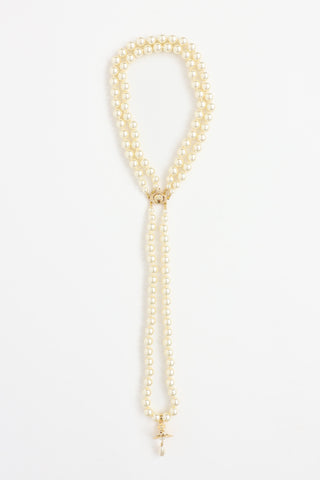 Vivienne Westwood Three Row Pearl Drop Choker Necklace