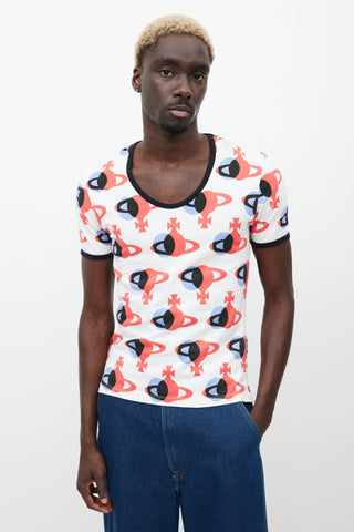 Vivienne Westwood White & Mulitcolour Orb Logo T-Shirt