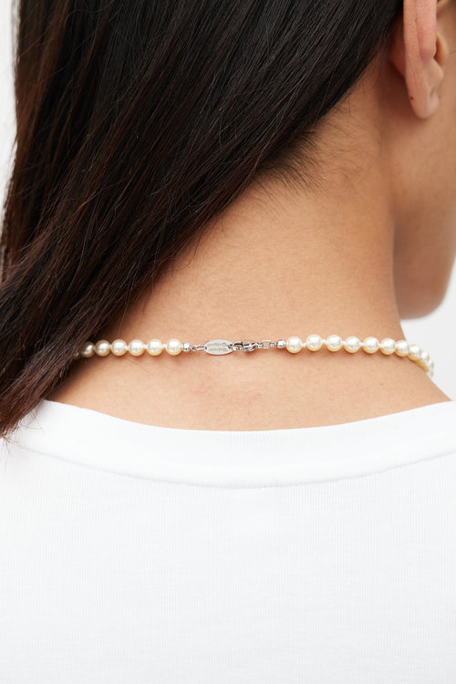 Vivienne Westwood Cream & Silver Pearl Crystal Orb Necklace