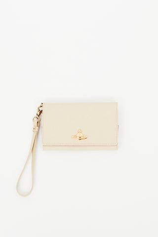 Vivienne Westwood Beige Leather Phone Wristlet Wallet