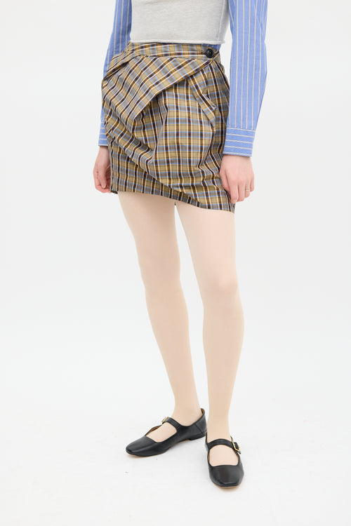 Vivienne Westwood Brown & Multicolour Plaid Gathered Skirt