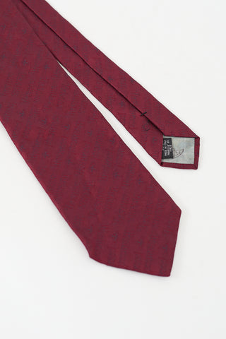 Vivienne Westwood Burgundy Silk Logo Jacquard Tie