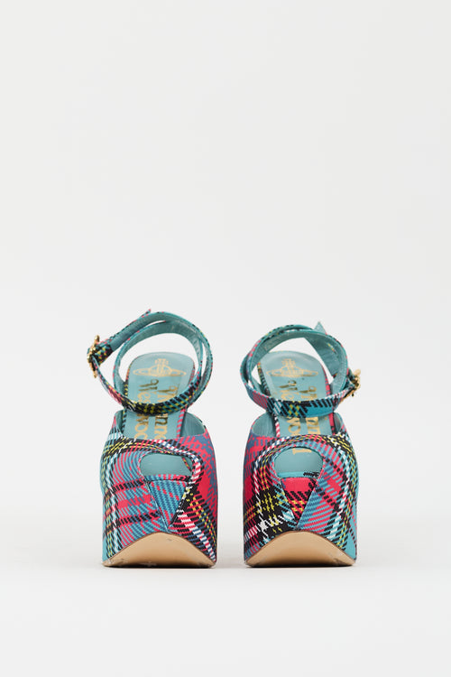 Vivienne Westwood Teal & Multi Plaid Vargas Platform Heel