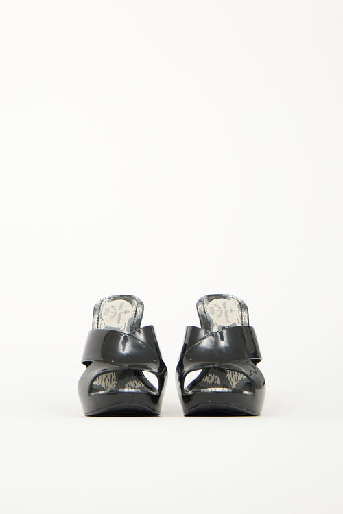 Vivienne Westwood X Melissa Black Rubber Wedge Sandal