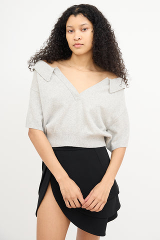 Alexander Wang Grey Wool & Mesh Short Sleeve Top