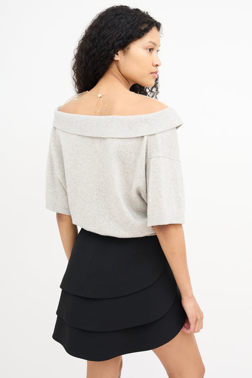 Alexander Wang Grey Wool & Mesh Short Sleeve Top