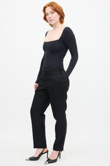 WARDROBE.NYC Black Wool & Silk Tailored Trouser