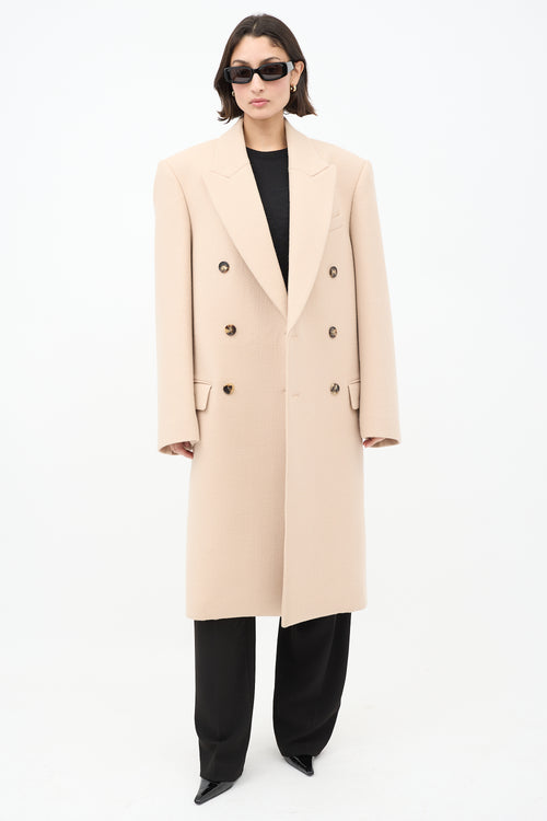 WARDROBE.NYC Beige Wool Double Breasted Long Coat