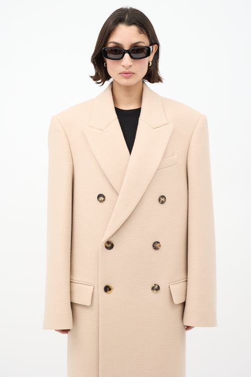 WARDROBE.NYC Beige Wool Double Breasted Long Coat