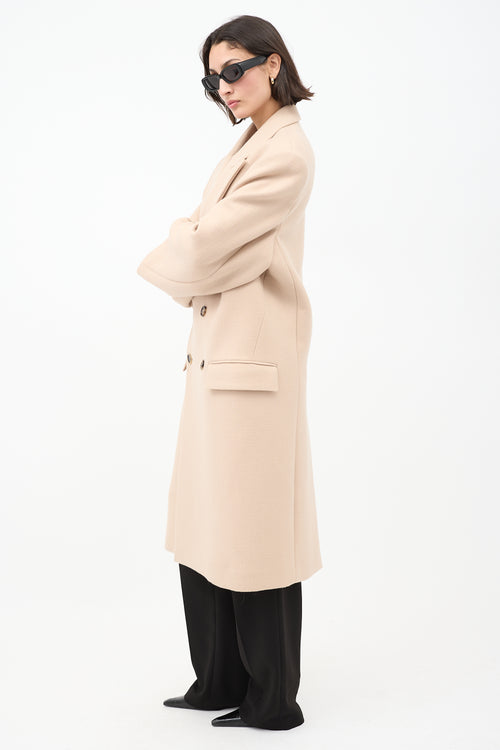 WARDROBE.NYC Beige Wool Double Breasted Long Coat