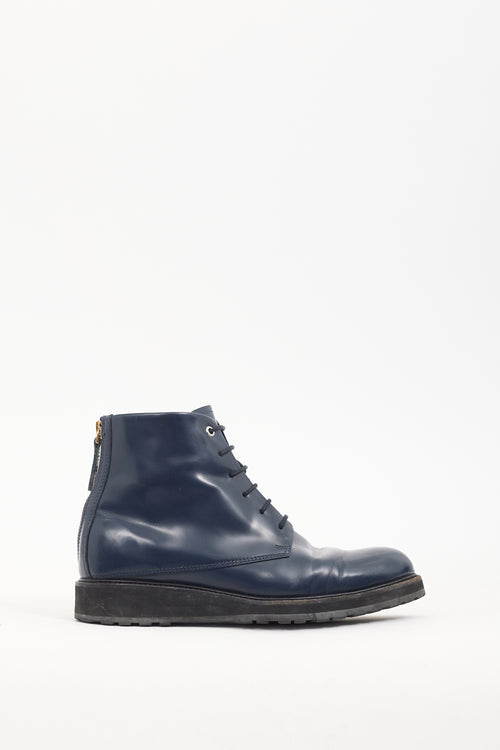 Want Les Essentiels Navy Leather Menara Derby Boot