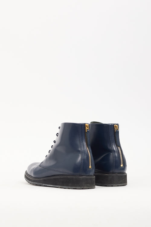 Want Les Essentiels Navy Leather Menara Derby Boot