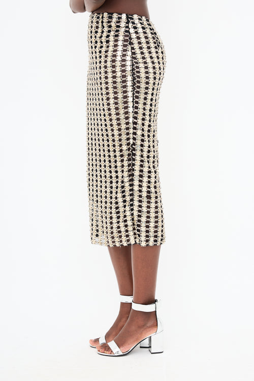 Wes Gordon Silk Embellished Sheer Skirt