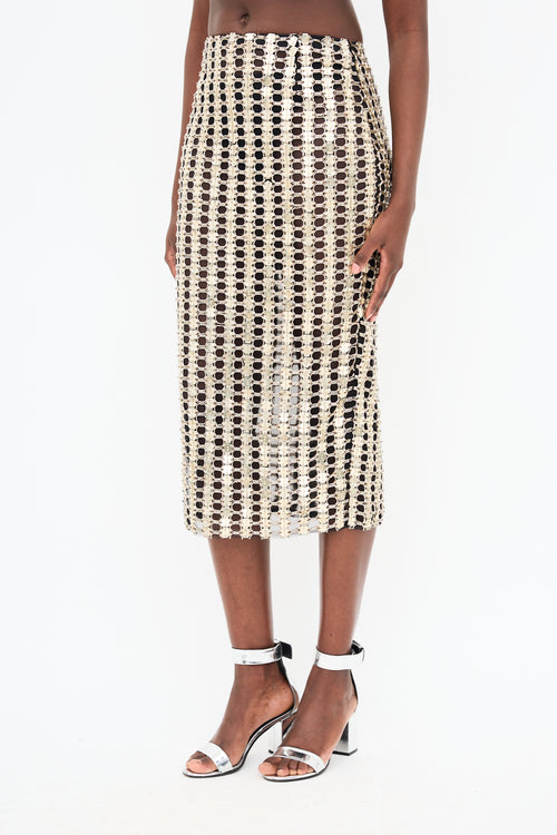 Wes Gordon Silk Embellished Sheer Skirt