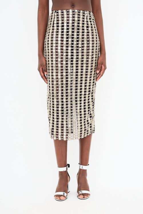 Wes Gordon Silk Embellished Sheer Skirt