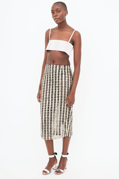 Wes Gordon Silk Embellished Sheer Skirt