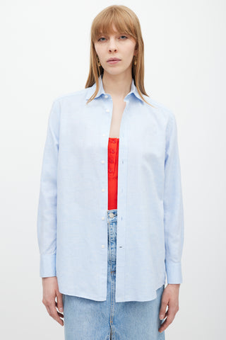 WNU Light Blue Cotton & Linen Button Up Shirt