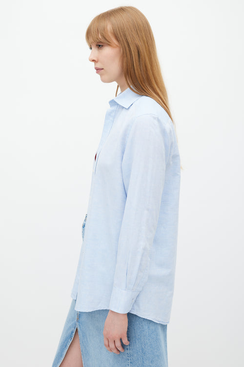WNU Light Blue Cotton & Linen Button Up Shirt